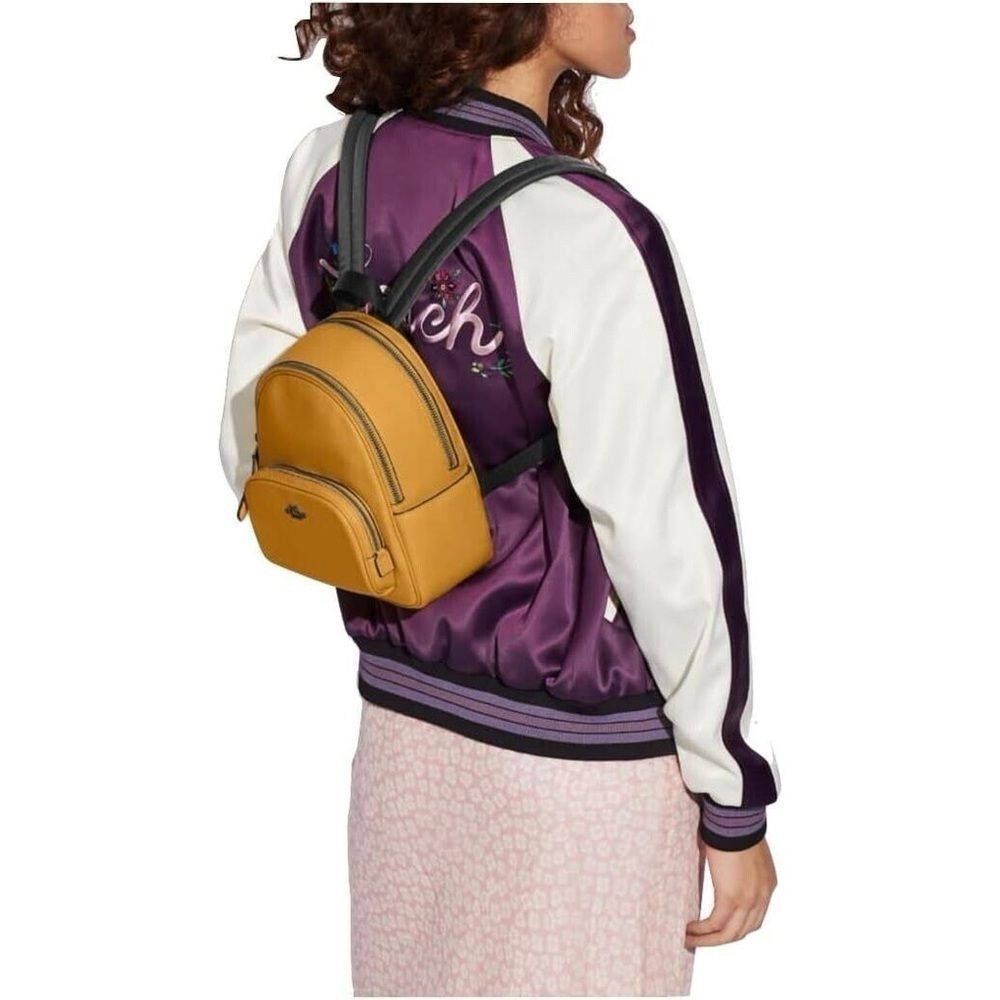 NWT COACH Mini Court Backpack Buttercup Yellow Pebble Leather - Picture 14 of 14